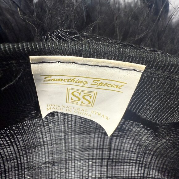 Elegant Black Straw and Feathers hat. main image 4